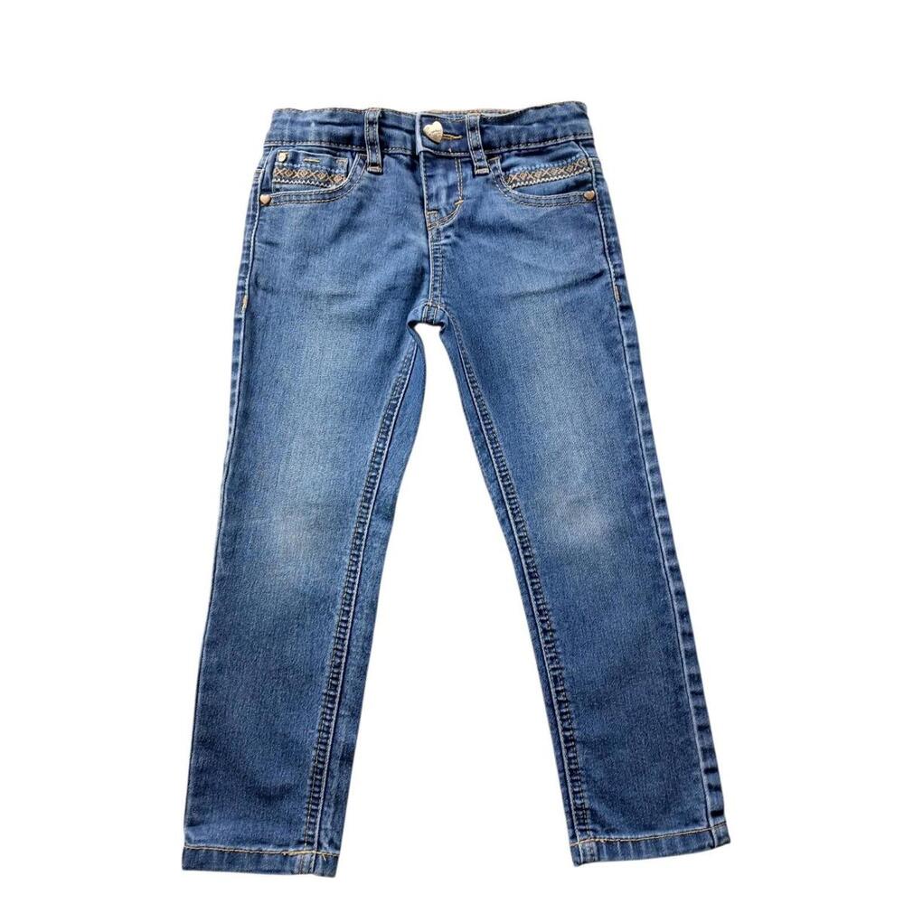 Parasuco Girl Blue Denim Jeans Size 4T Stretch Straight Leg Toddler Classic Wash